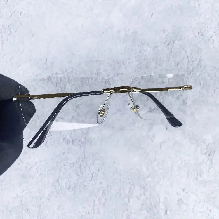 BOYSEEN Rimless Glasses Man Stylish Sunglasses Woman Pink Blue Eyewear UV400 Gradient Color Sunglasses