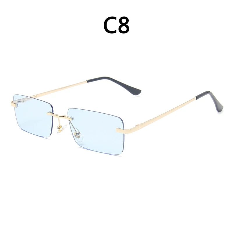 BOYSEEN Rimless Glasses Man Stylish Sunglasses Woman Pink Blue Eyewear UV400 Gradient Color Sunglasses